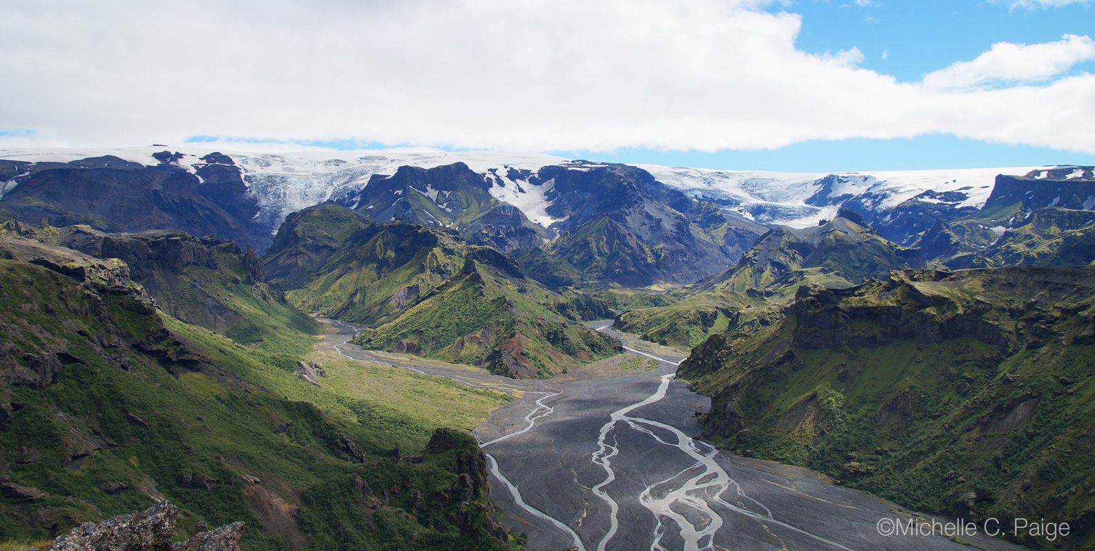 View on glaciers in Thórsmörk